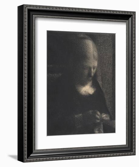 Embroidery; The Artist's Mother, 1882-83-Georges Pierre Seurat-Framed Giclee Print