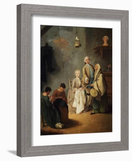 Embroidery Workshop-Pietro Longhi-Framed Giclee Print