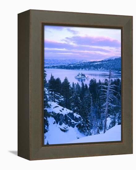 Emerald Bay State Park in Winter at Dusk, Lake Tahoe, California, USA-Scott T^ Smith-Framed Premier Image Canvas