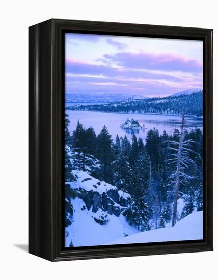 Emerald Bay State Park in Winter at Dusk, Lake Tahoe, California, USA-Scott T^ Smith-Framed Premier Image Canvas