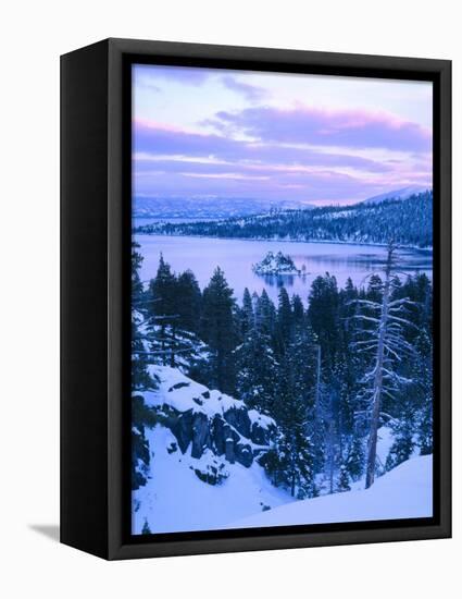 Emerald Bay State Park in Winter at Dusk, Lake Tahoe, California, USA-Scott T^ Smith-Framed Premier Image Canvas