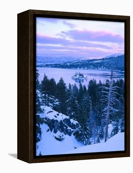 Emerald Bay State Park in Winter at Dusk, Lake Tahoe, California, USA-Scott T^ Smith-Framed Premier Image Canvas