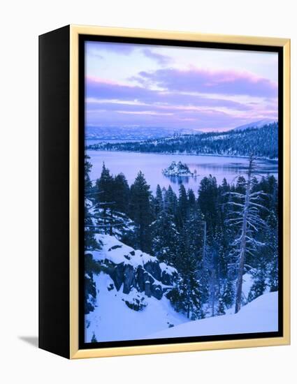 Emerald Bay State Park in Winter at Dusk, Lake Tahoe, California, USA-Scott T^ Smith-Framed Premier Image Canvas