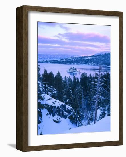 Emerald Bay State Park in Winter at Dusk, Lake Tahoe, California, USA-Scott T^ Smith-Framed Photographic Print