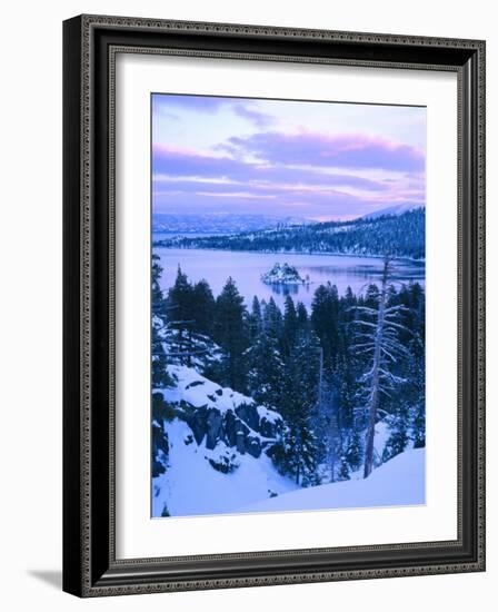 Emerald Bay State Park in Winter at Dusk, Lake Tahoe, California, USA-Scott T^ Smith-Framed Photographic Print