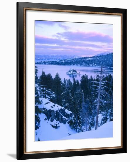 Emerald Bay State Park in Winter at Dusk, Lake Tahoe, California, USA-Scott T^ Smith-Framed Photographic Print