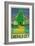 Emerald City Retro Travel Poster-null-Framed Premium Giclee Print