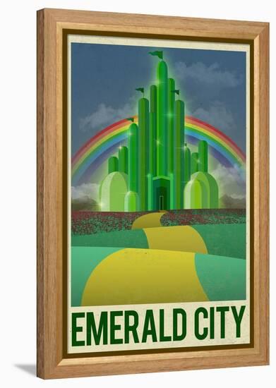 Emerald City Retro Travel Poster-null-Framed Stretched Canvas