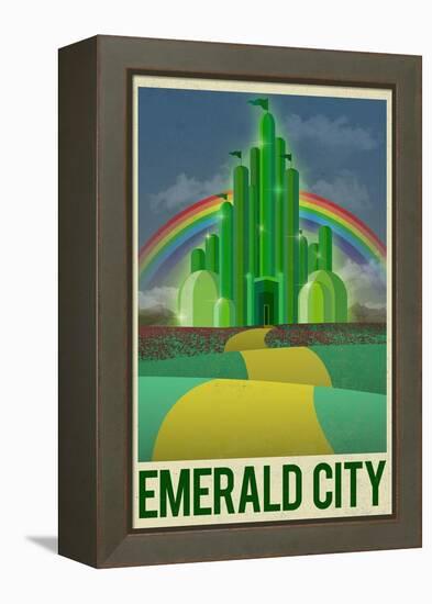 Emerald City Retro Travel Poster-null-Framed Stretched Canvas