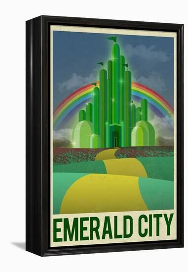 Emerald City Retro Travel Poster-null-Framed Stretched Canvas