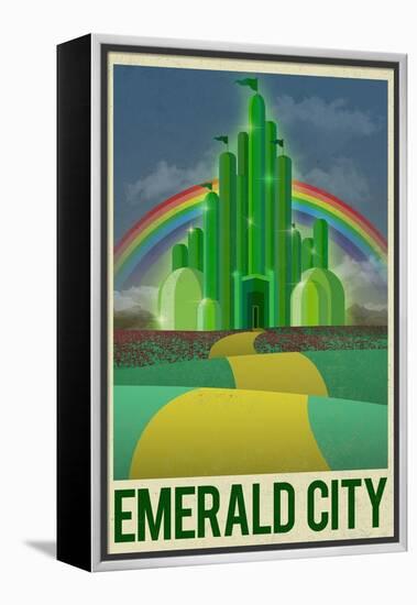 Emerald City Retro Travel Poster-null-Framed Stretched Canvas