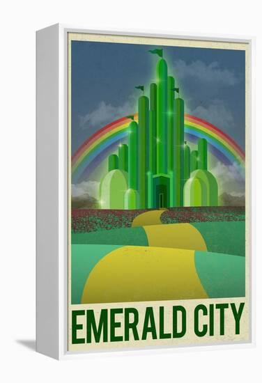 Emerald City Retro Travel Poster-null-Framed Stretched Canvas