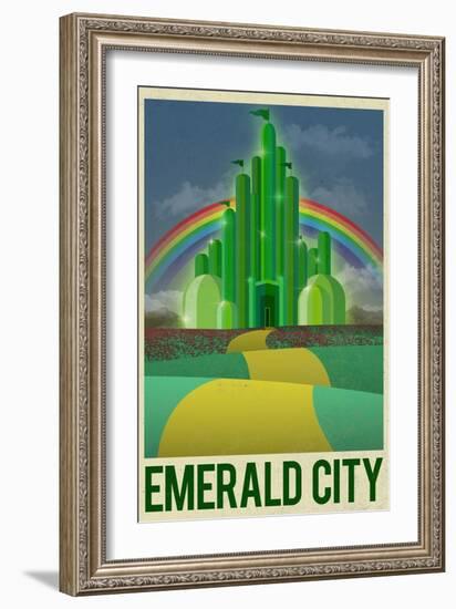 Emerald City Retro Travel Poster-null-Framed Art Print