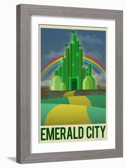 Emerald City Retro Travel Poster-null-Framed Art Print