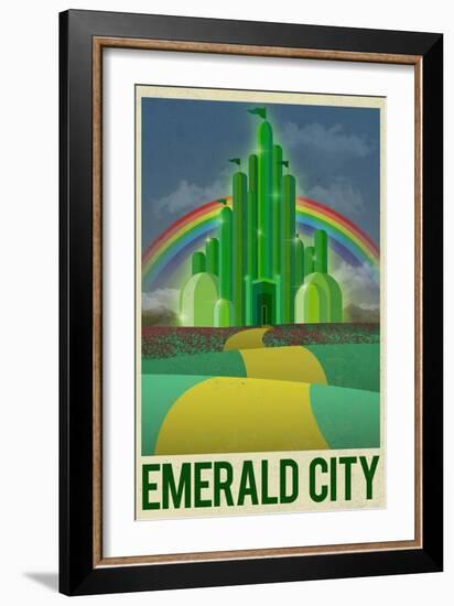 Emerald City Retro Travel Poster-null-Framed Art Print