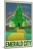 Emerald City Retro Travel Poster-null-Mounted Art Print