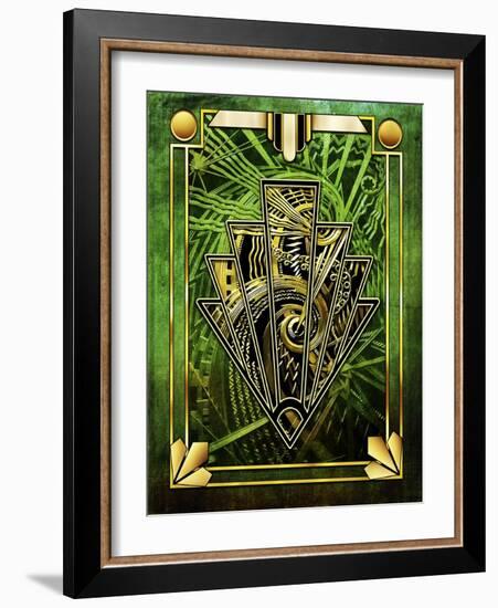 Emerald Green Chevron-Art Deco Designs-Framed Giclee Print