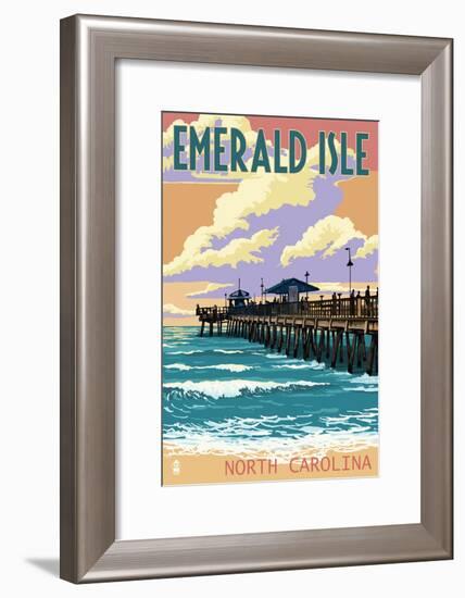 Emerald Isle, North Carolina - Fishing Pier-Lantern Press-Framed Art Print