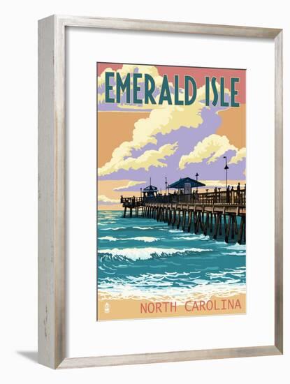 Emerald Isle, North Carolina - Fishing Pier-Lantern Press-Framed Art Print