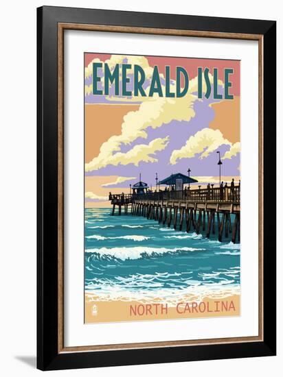 Emerald Isle, North Carolina - Fishing Pier-Lantern Press-Framed Art Print