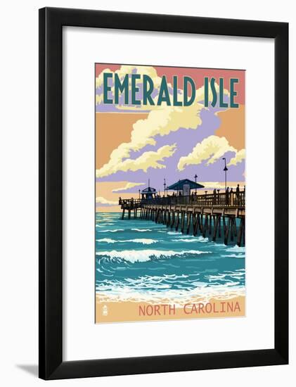 Emerald Isle, North Carolina - Fishing Pier-Lantern Press-Framed Art Print