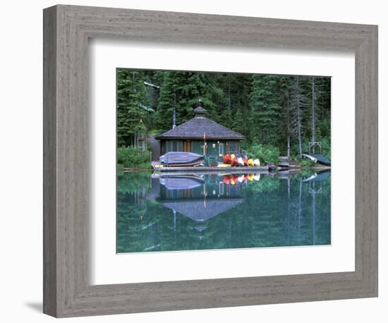 Emerald Lake Boathouse, Yoho National Park, British Columbia, Canada-Rob Tilley-Framed Photographic Print