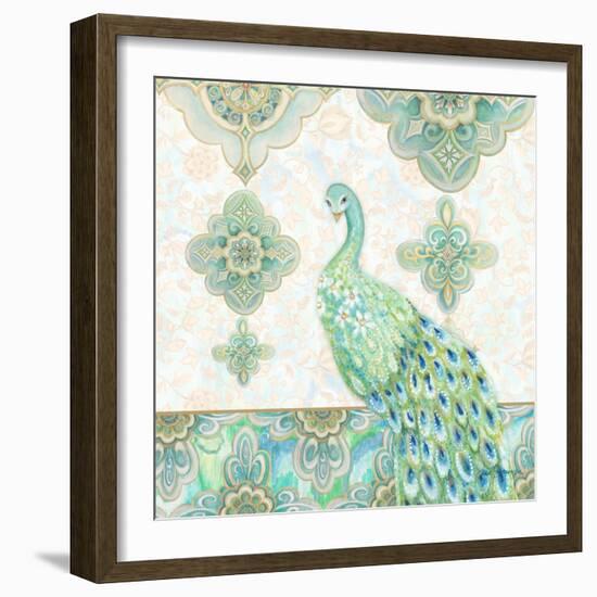 Emerald Peacock II-Janice Gaynor-Framed Art Print