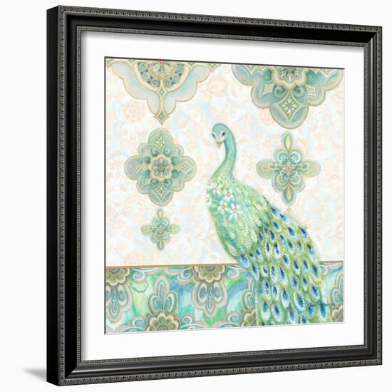Emerald Peacock II-Janice Gaynor-Framed Art Print