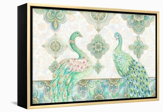 Emerald Peacock Rectangle-Janice Gaynor-Framed Stretched Canvas