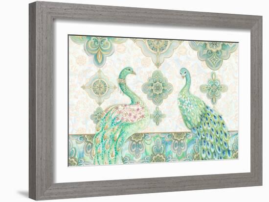 Emerald Peacock Rectangle-Janice Gaynor-Framed Art Print