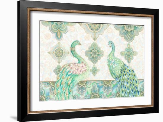 Emerald Peacock Rectangle-Janice Gaynor-Framed Art Print