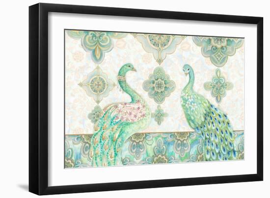 Emerald Peacock Rectangle-Janice Gaynor-Framed Art Print