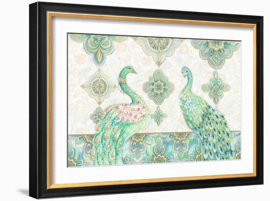 Emerald Peacock Rectangle-Janice Gaynor-Framed Art Print