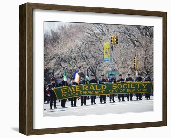 Emerald Society Police Department, St. Patricks Day Celebrations, 5th Avenue, Manhattan, New York-Christian Kober-Framed Photographic Print