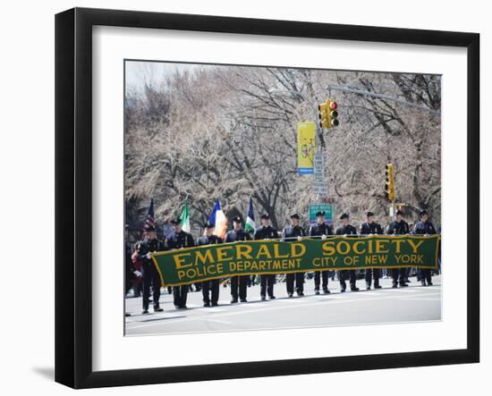 Emerald Society Police Department, St. Patricks Day Celebrations, 5th Avenue, Manhattan, New York-Christian Kober-Framed Photographic Print