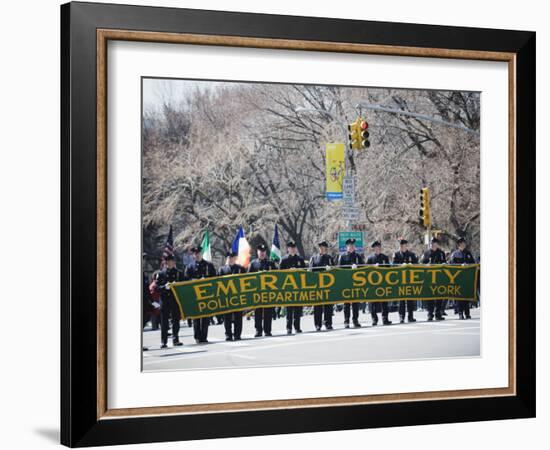 Emerald Society Police Department, St. Patricks Day Celebrations, 5th Avenue, Manhattan, New York-Christian Kober-Framed Photographic Print