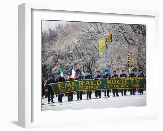 Emerald Society Police Department, St. Patricks Day Celebrations, 5th Avenue, Manhattan, New York-Christian Kober-Framed Photographic Print