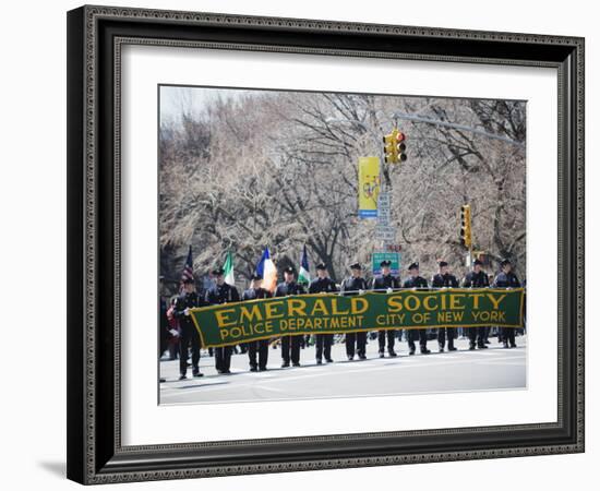 Emerald Society Police Department, St. Patricks Day Celebrations, 5th Avenue, Manhattan, New York-Christian Kober-Framed Photographic Print