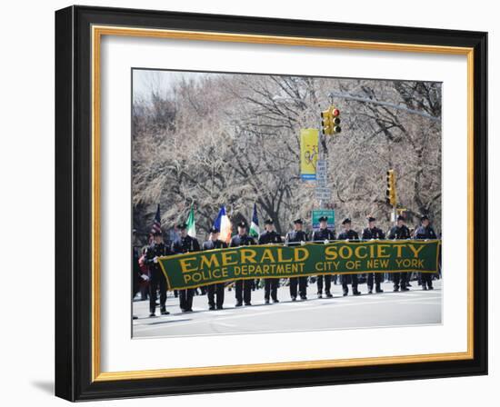 Emerald Society Police Department, St. Patricks Day Celebrations, 5th Avenue, Manhattan, New York-Christian Kober-Framed Photographic Print