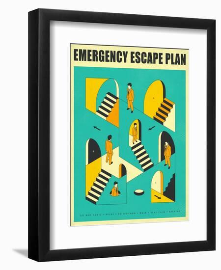 Emergency Escape Plan 1-Jazzberry Blue-Framed Art Print