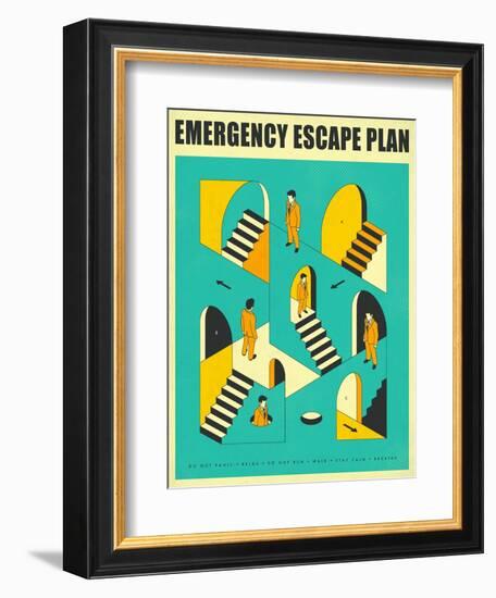 Emergency Escape Plan 1-Jazzberry Blue-Framed Art Print