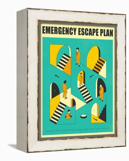 Emergency Escape Plan 1-Jazzberry Blue-Framed Stretched Canvas