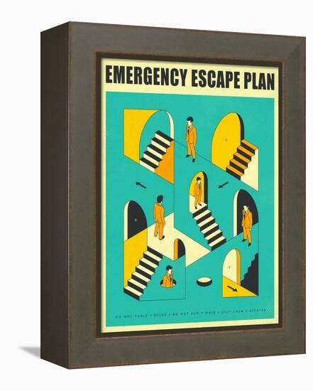 Emergency Escape Plan 1-Jazzberry Blue-Framed Stretched Canvas