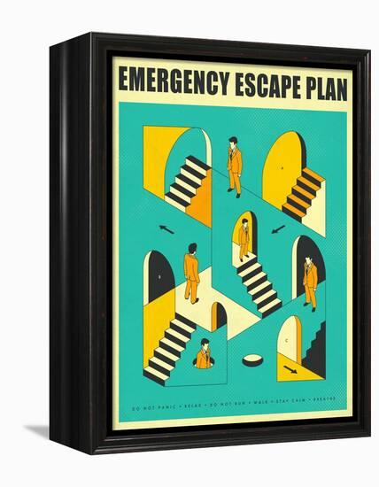 Emergency Escape Plan 1-Jazzberry Blue-Framed Stretched Canvas