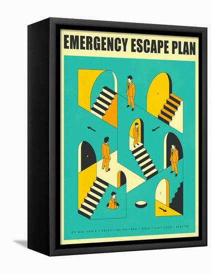 Emergency Escape Plan 1-Jazzberry Blue-Framed Stretched Canvas