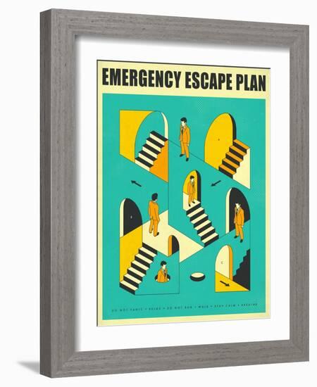 Emergency Escape Plan 1-Jazzberry Blue-Framed Art Print