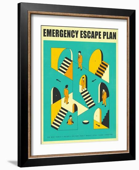 Emergency Escape Plan 1-Jazzberry Blue-Framed Art Print