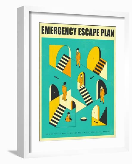 Emergency Escape Plan 1-Jazzberry Blue-Framed Art Print