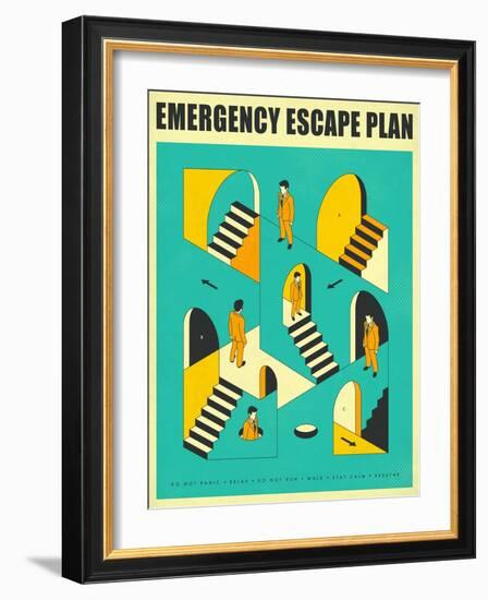 Emergency Escape Plan 1-Jazzberry Blue-Framed Art Print