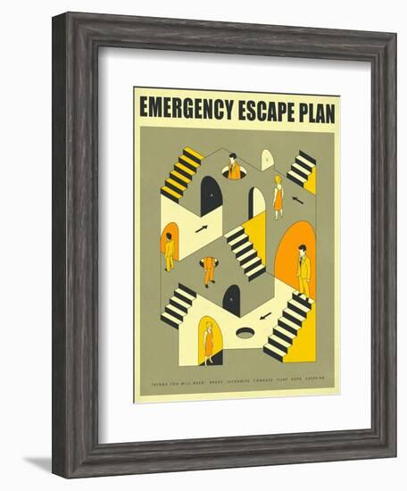 Emergency Escape Plan 3-Jazzberry Blue-Framed Art Print